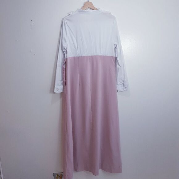 Vintage Frilly Lapel 2 Tone Shirt Dress - Picture 2 of 8